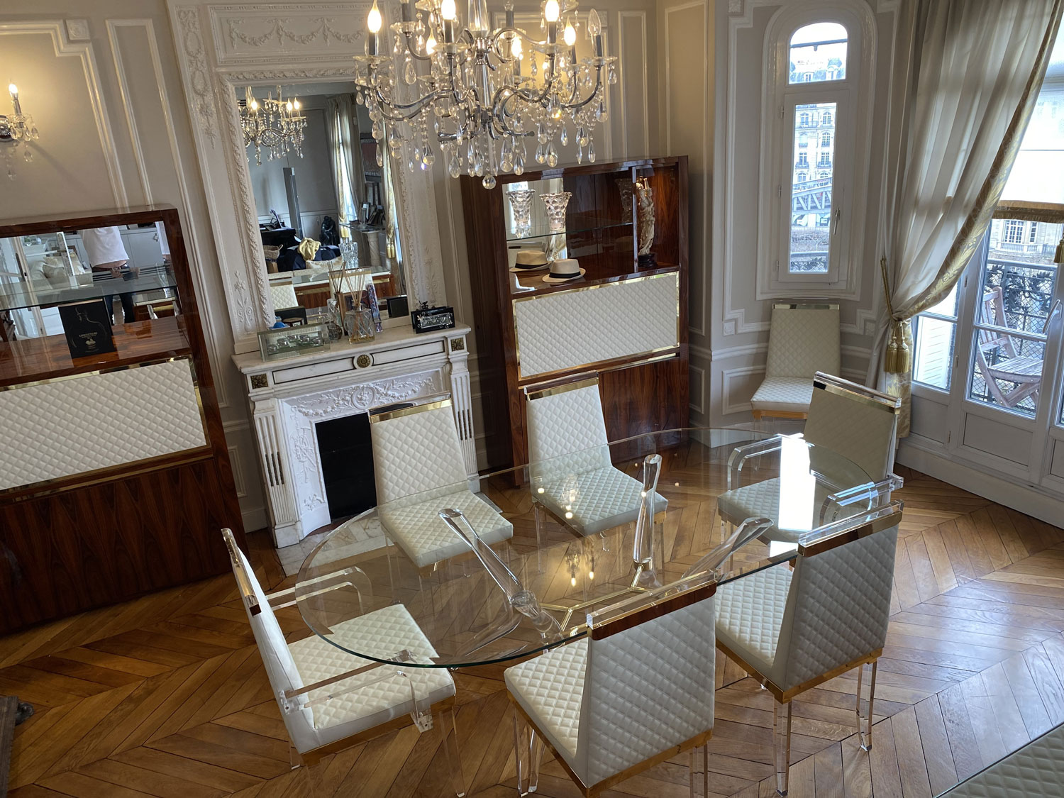 Armoire sur mesures en verre biseautés-meuble de qualité-MADELIA Paris 16